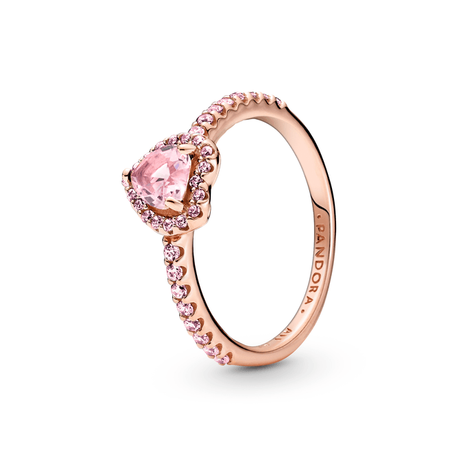 Hovedbilde Sparkling Elevated Heart Ring Pink