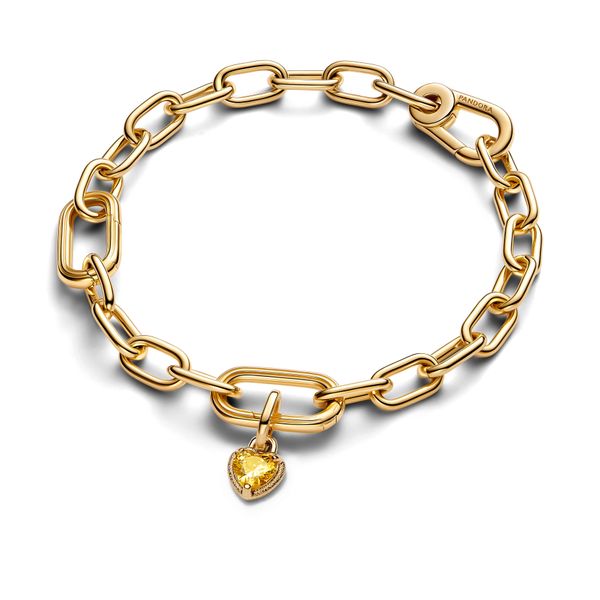 Heart 14k gold-plated mini dangle with yellow cubic zirconia