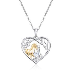 Hovedbilde Anheng hjerte i s&oslash;lv rhodinert og forgylt med ...