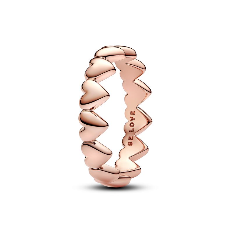 Row of Hearts Ring - Rose Gold Plated 
