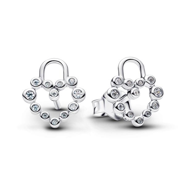 Heart padlock  silver stud earrings 