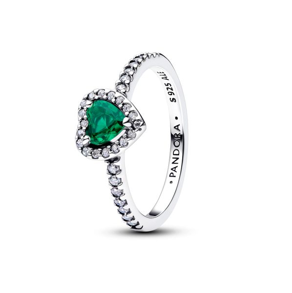 Sparkling Elevated Heart Ring Royal Green 