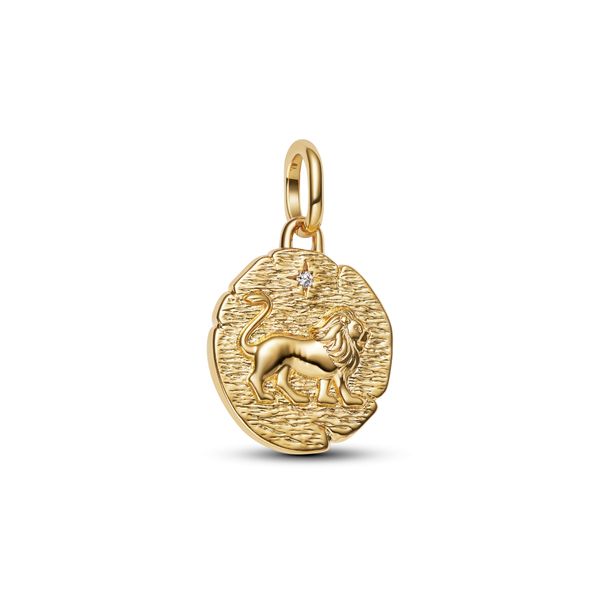Lion medallion charm - gold plated