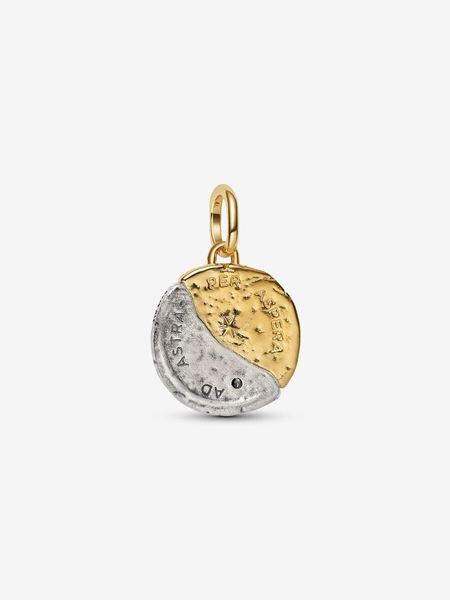 Sun and moon medallion charm - silver and gold plated