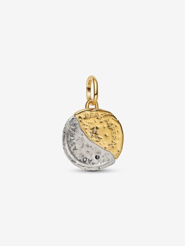 Sun and moon medallion charm - silver and gold plated