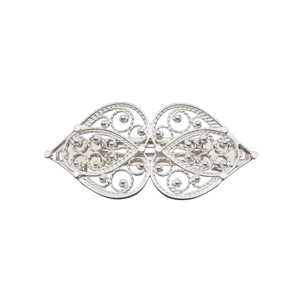 Hårspenne hjertefiligran, stor, hvit