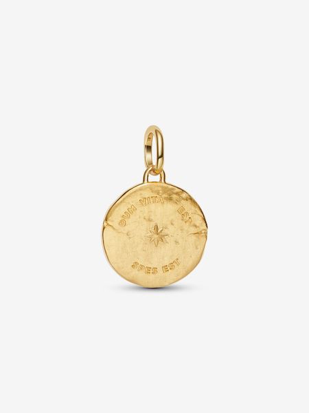 Swallow medallion charm - gold plated