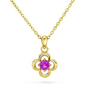 Hovedbilde Smykke i forgylt s&oslash;lv med rosa zirkonia, kl&oslash;ver