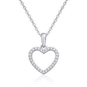 Hovedbilde Anheng hjerte i s&oslash;lv rhodinert med cirkoner