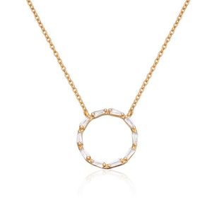 Hovedbilde Anheng Cirkel i s&oslash;lv forgylt med zirkon