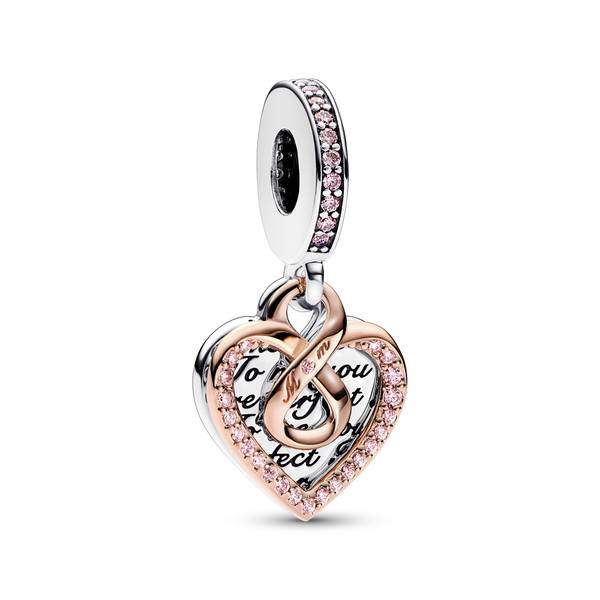 Two-tone Infinity Heart Double - Charm dangle 